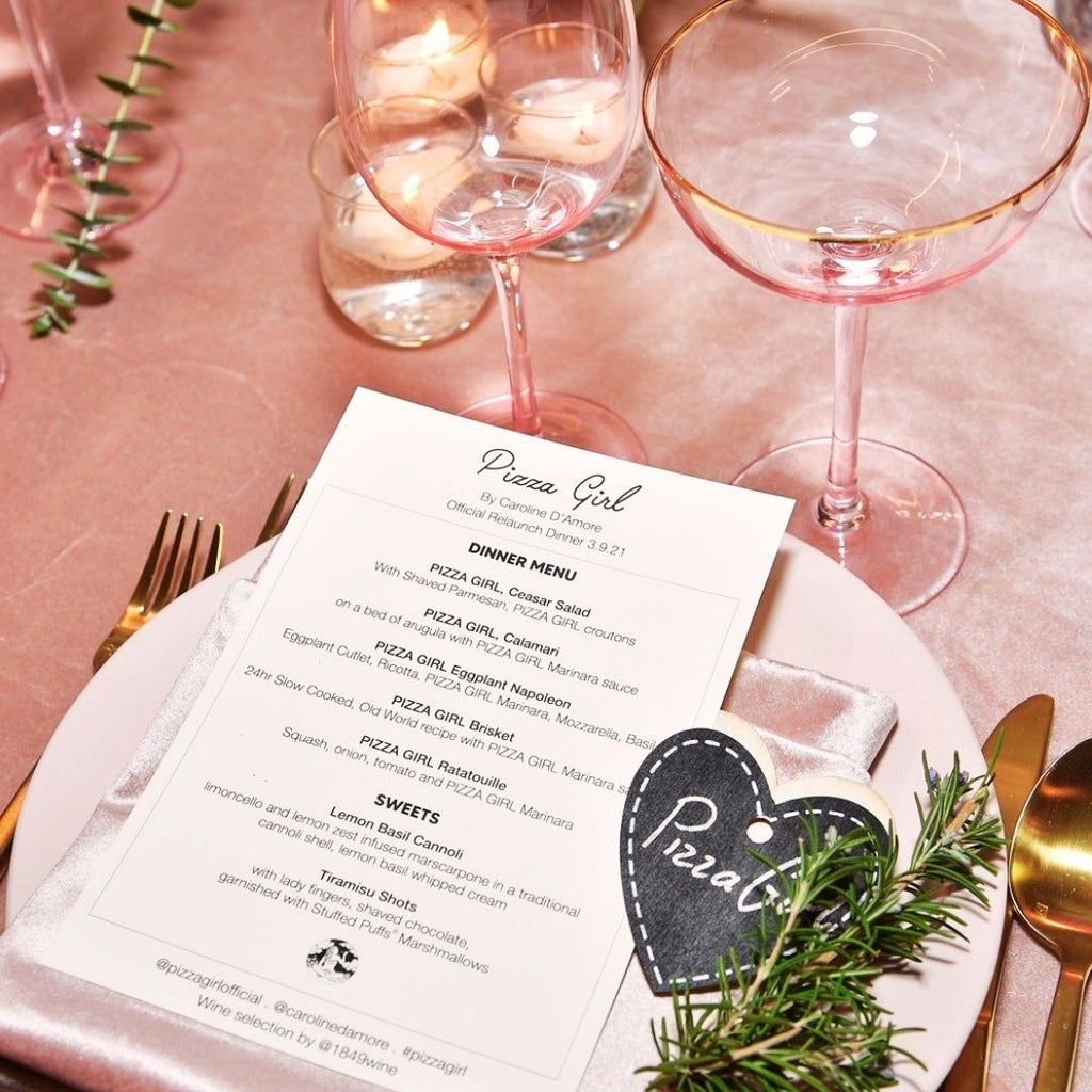 THE PIZZA GIRL LAUNCH PARTY MENU