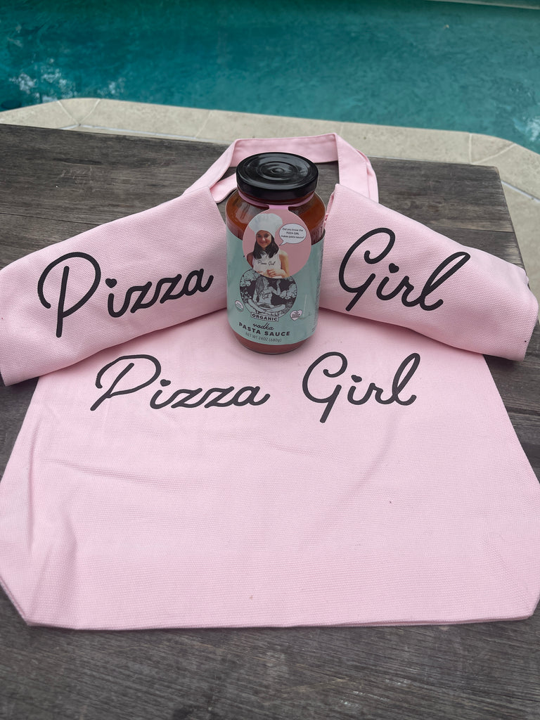 PINK PIZZA GIRL SHOPPING TOTE - Pizza Girl Inc,pizza pasta organic kosher sauce